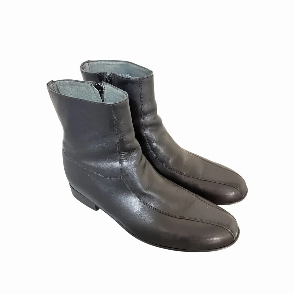 Vintage Premium Quality Chelsea Style Black Leather Zipper Boots Mens  10.5D